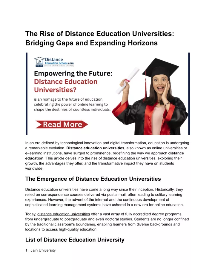 the rise of distance education universities