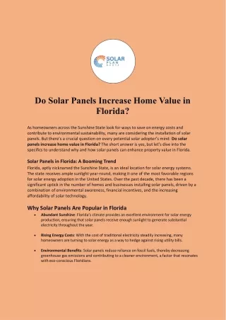 Do Solar Panels Increase Home Value in Florida?