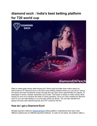 diamond exch _ India's best betting platform for T20 world cup