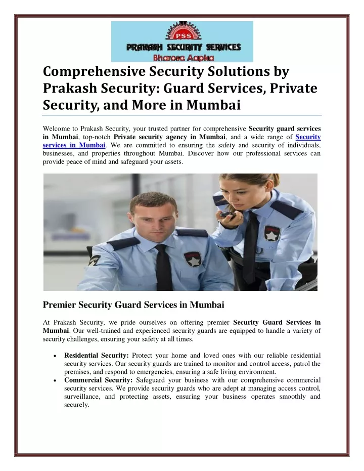 comprehensive security solutions by prakash