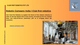 Robotic Company India | Club first robotics