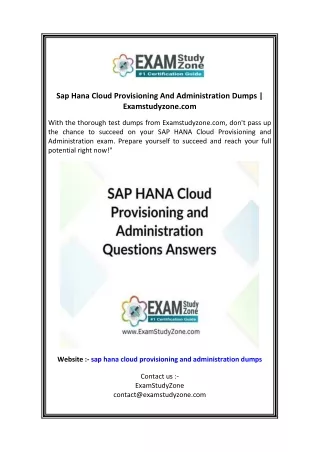 Sap Hana Cloud Provisioning And Administration Dumps  Examstudyzone.com