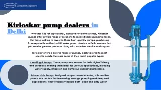 Kirloskar Pump Dealers in Delhi: A Guide to the Best Pumps in India