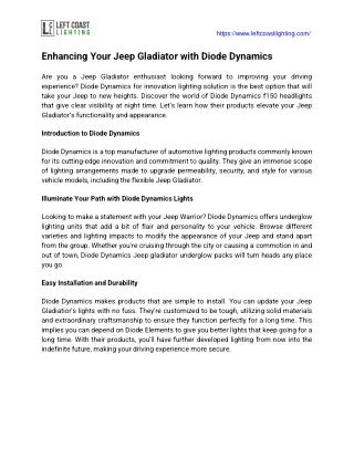 High-Quality Diode Dynamics Lights for Jeep Gladiator  Left Coast Lighting