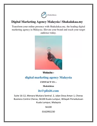 Digital Marketing Agency Malaysia Shakalakaa.my