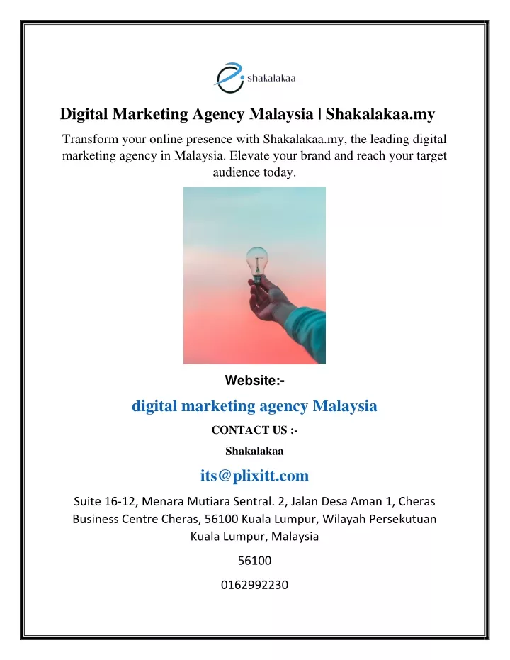 digital marketing agency malaysia shakalakaa my