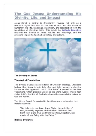 LaCinda Bloomfield The Jesus God