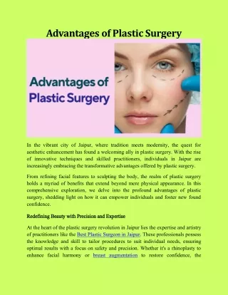Advantages of Plastic Surgery