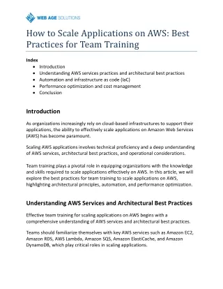 How to Scale Applications on AWS Best Practices for Team Training