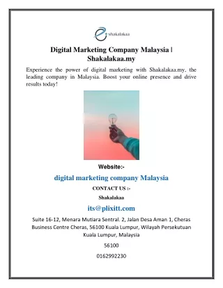 Digital Marketing Company Malaysia  Shakalakaa.my