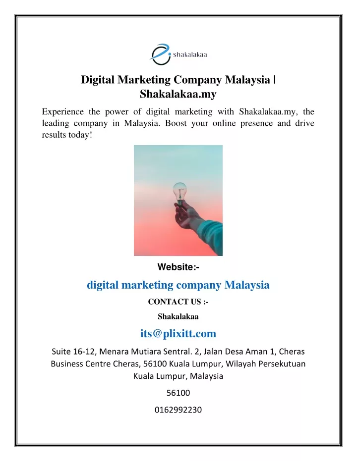 digital marketing company malaysia shakalakaa my