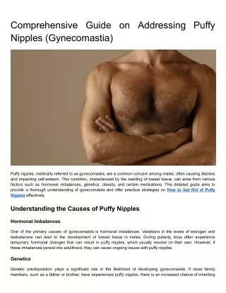 Comprehensive Guide on Addressing Puffy Nipples (Gynecomastia)