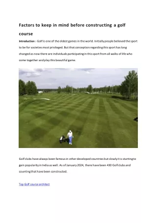 factors to keep in mind before constructing a golf