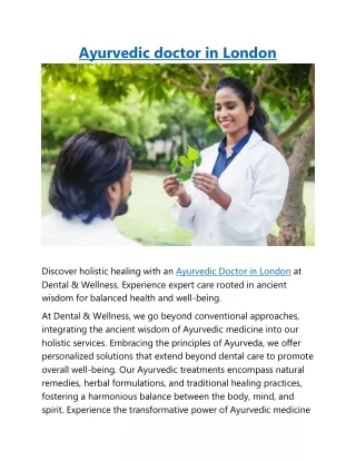 Ayurvedic doctor in London
