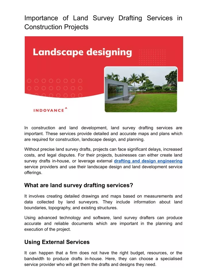 importance of land survey drafting services