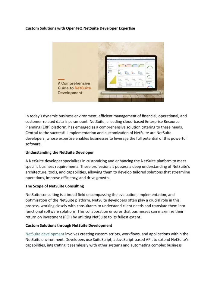 custom solutions with openteq netsuite developer