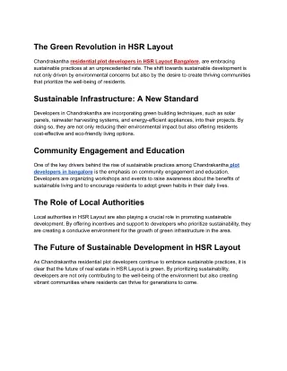 the green revolution in hsr layout