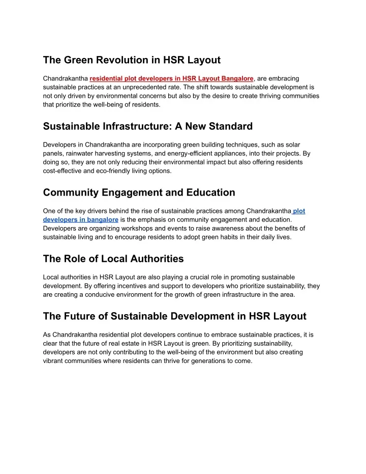 the green revolution in hsr layout