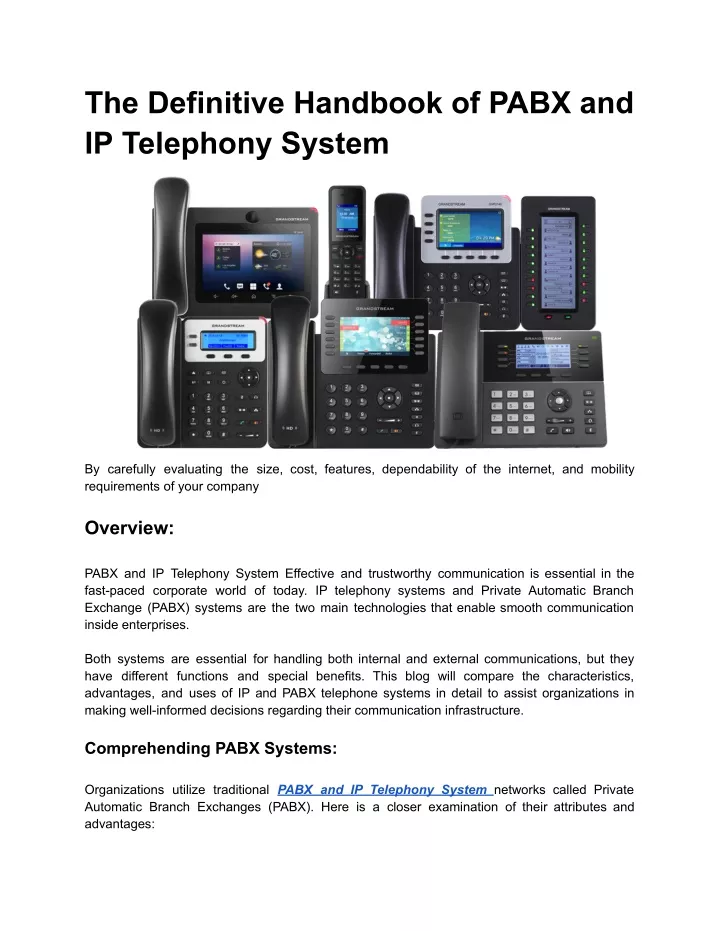 the definitive handbook of pabx and ip telephony