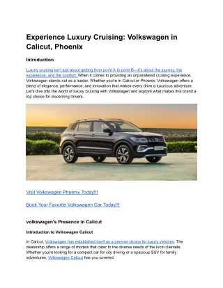 Experience Luxury Cruising_ Volkswagen in Calicut, Phoenix