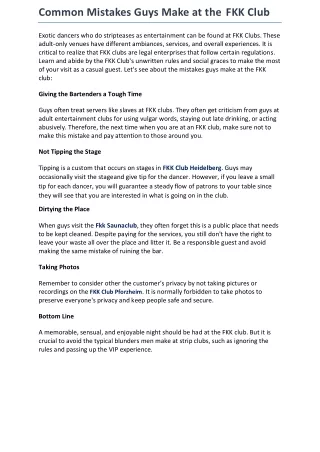 common mistakes guys make at the fkk club