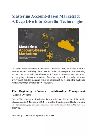 Mastering Account-Based Marketing- A Deep Dive into Essential Technologies