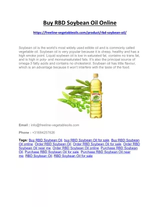 Buy RBD Soybean Oil Online