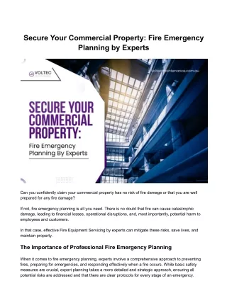 Secure Your Commercial Property: Fire Emergency Planning by Experts