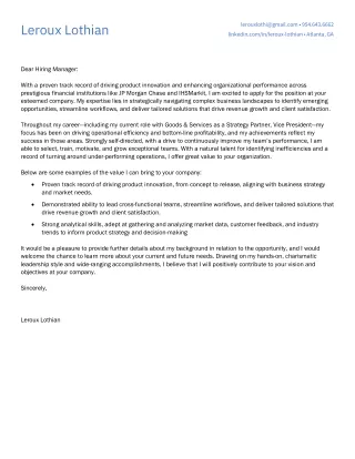 LeRoux Lothian Cover Letter