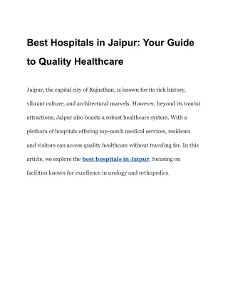 Best Hospitals in Jaipur_ Your Guide to Quality Healthcare