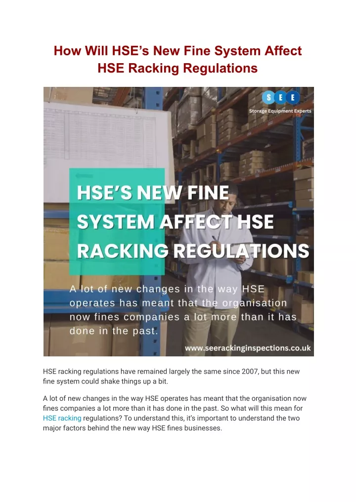 how will hse s new fine system affect hse racking