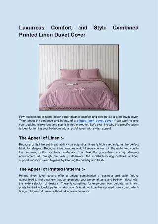 Luxurious Comfort and Style Combined Printed Linen Duvet Cover