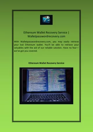 Ethereum Wallet Recovery Service Walletpasswordrecovery com