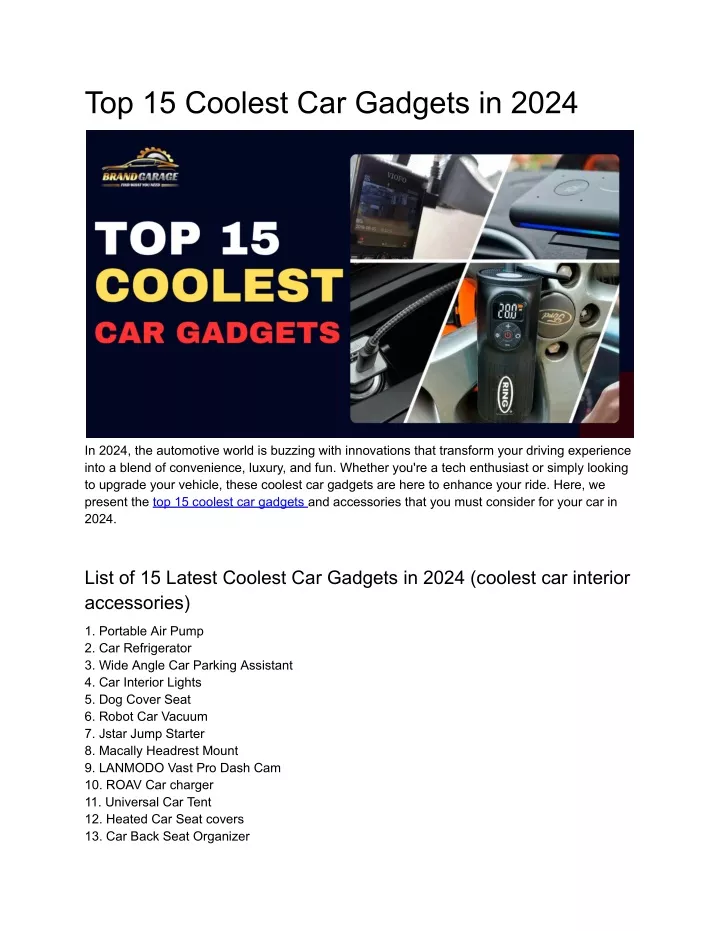 top 15 coolest car gadgets in 2024