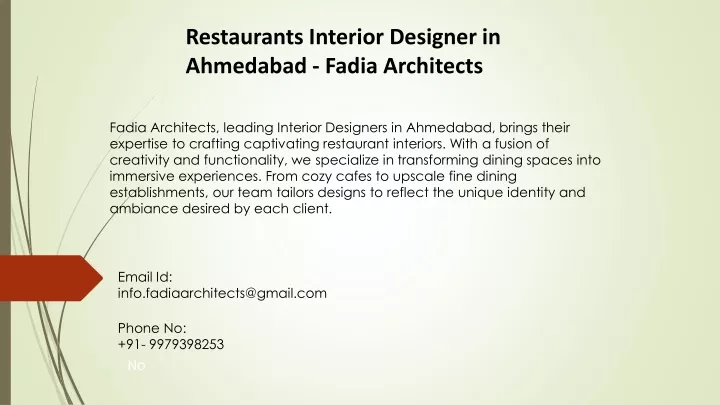 restaurants interior designer in ahmedabad fadia