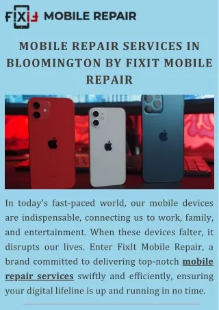 Mobile Repair Services in Bloomington by FixIt Mobile Repair