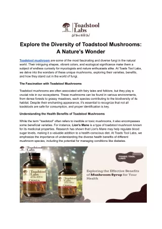 Explore the Diversity of Toadstool Mushrooms_ A Nature's Wonder