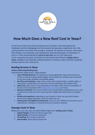 How Much Does a New Roof Cost in Texas?