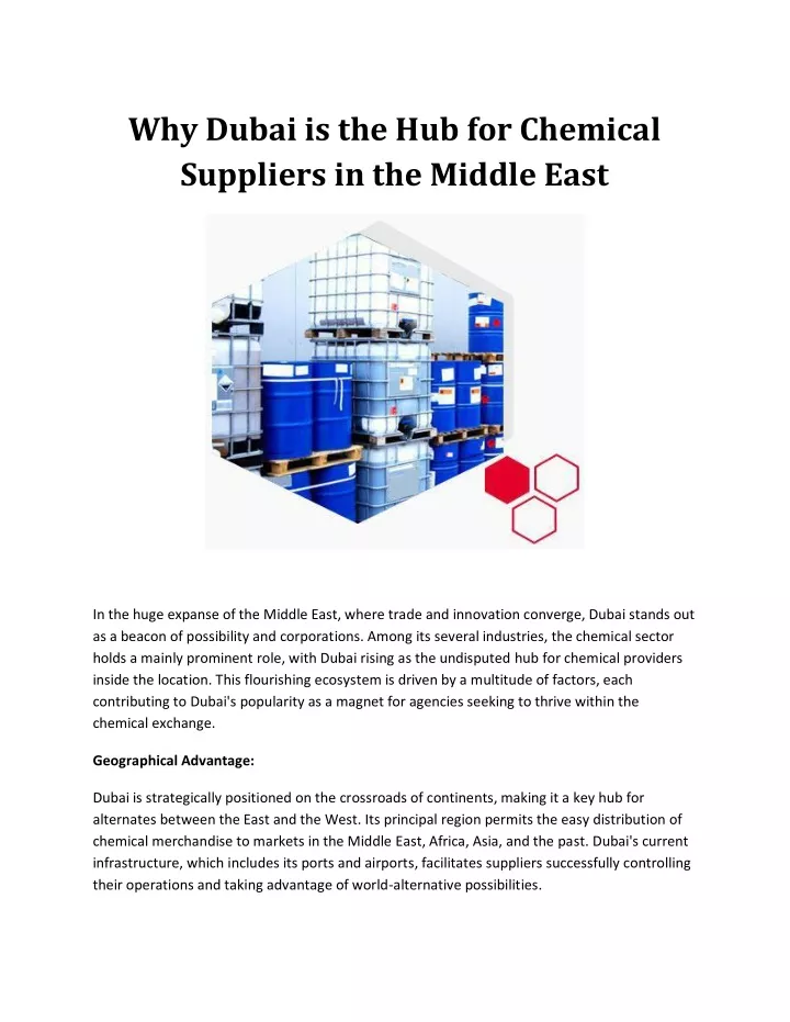 why dubai is the hub for chemical suppliers