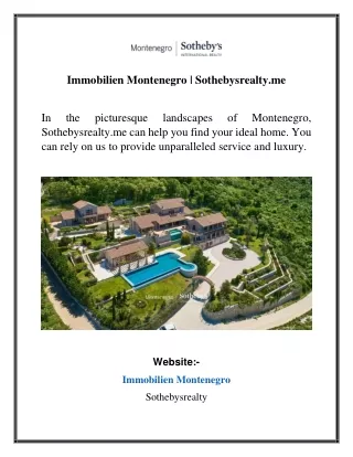 Immobilien Montenegro Sothebysrealty.me