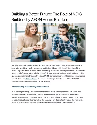 Building a Better Future The Role of NDIS Builders by AEON Home Builders