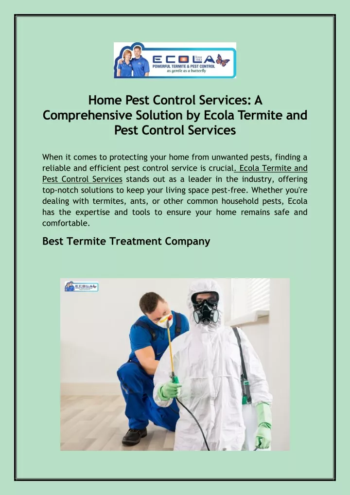 home pest control services a comprehensive