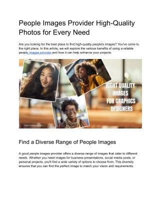 People Images Provider High-Quality Photos for Every Need