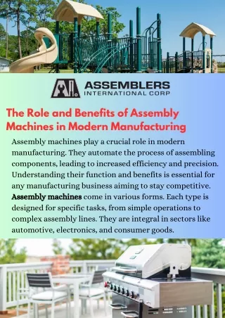 Efficient Assembly Machines for Modern Manufacturing