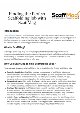 Finding the Perfect Scaffolding Job with ScaffMag