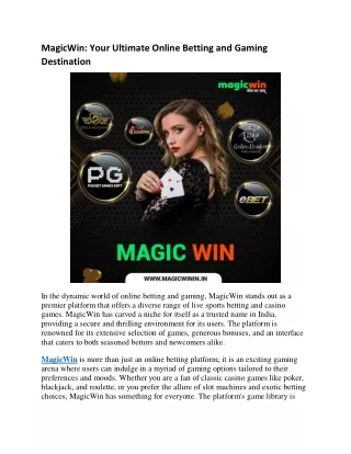 MagicWin: Your Ultimate Online Betting and Gaming Destination