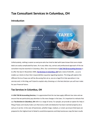 Tax Consultant Services in Columbus