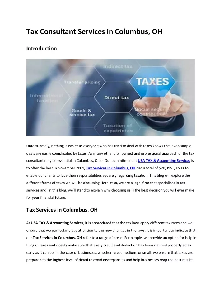 tax consultant services in columbus oh