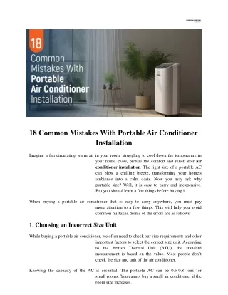 18 Common Mistakes With Portable Air Conditioner Installation