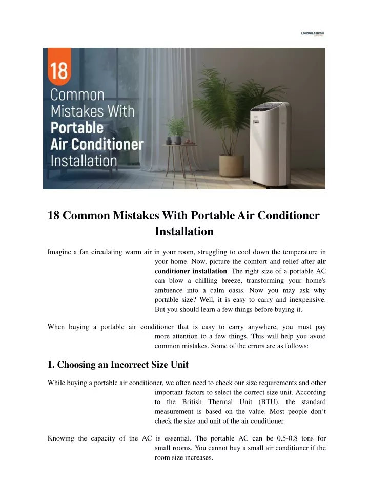 18 common mistakes with portable air conditioner